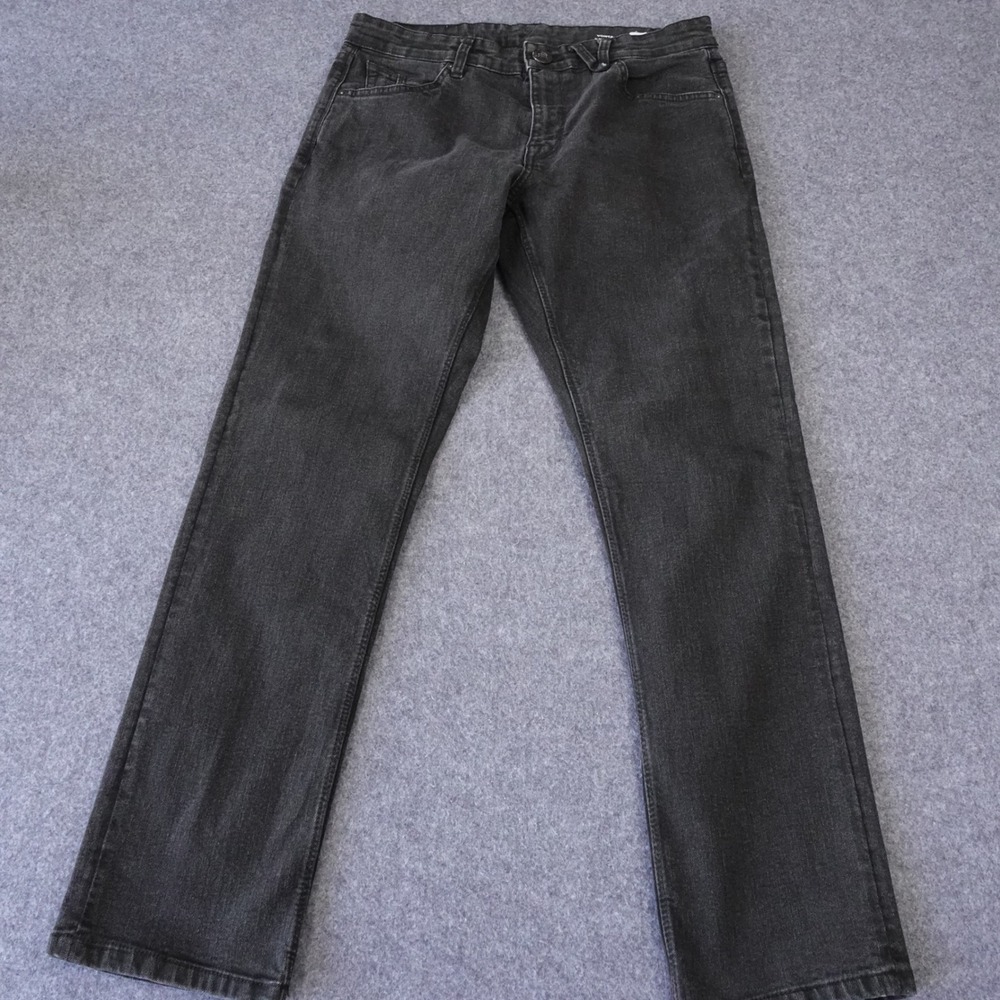 Volcom Vorta Slim Straight Jeans 31x29 Faded Black Denim Pants Skateboarding